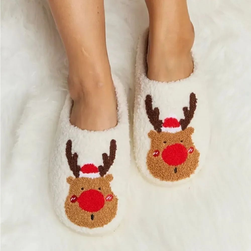 Rudolph Fleece Sherpa Slippers Womens size 6-9 S M L